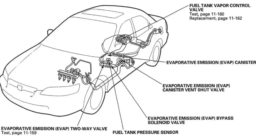 EVAP system diagram in a BMW