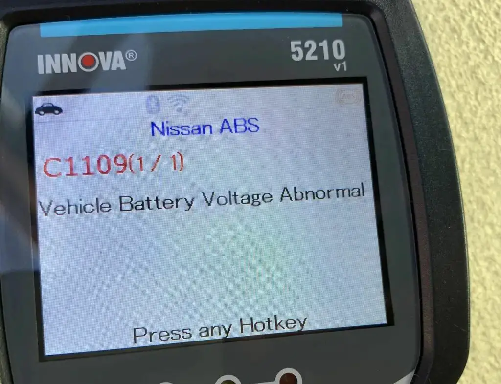 C1109 Nissan Code ABS Voltage Trouble Exposed OBD ADVISOR