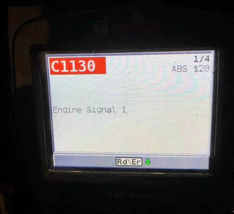 C1130 Nissan code appears on a scanner