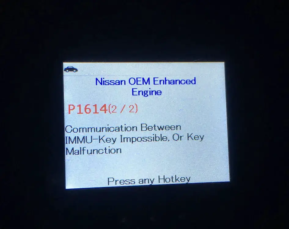 Nissan P1614 immobilizer code