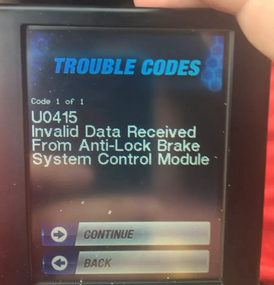 U0415 is triggered when the vehicle's Powertrain Control Module (PCM) detects an irregular or erroneous signal from the ABS control module.