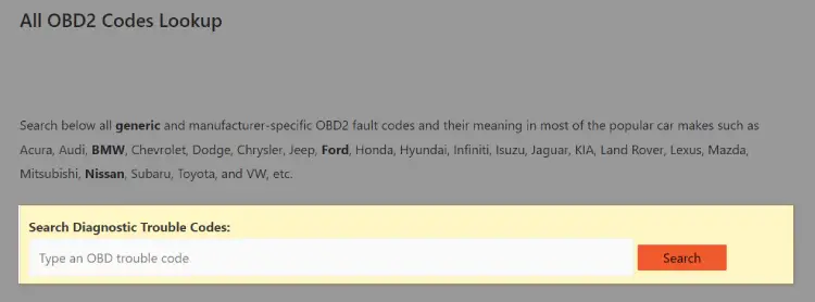 obd2 codes lookup tool