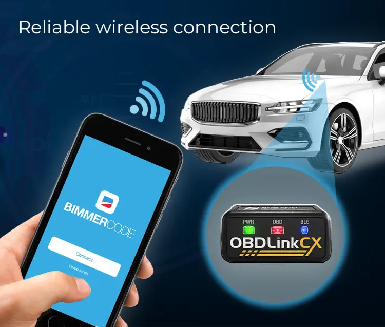 Bimmercode and OBDLink CX adapter allow you to scan your BMW from the remote with bluetooth connection. 