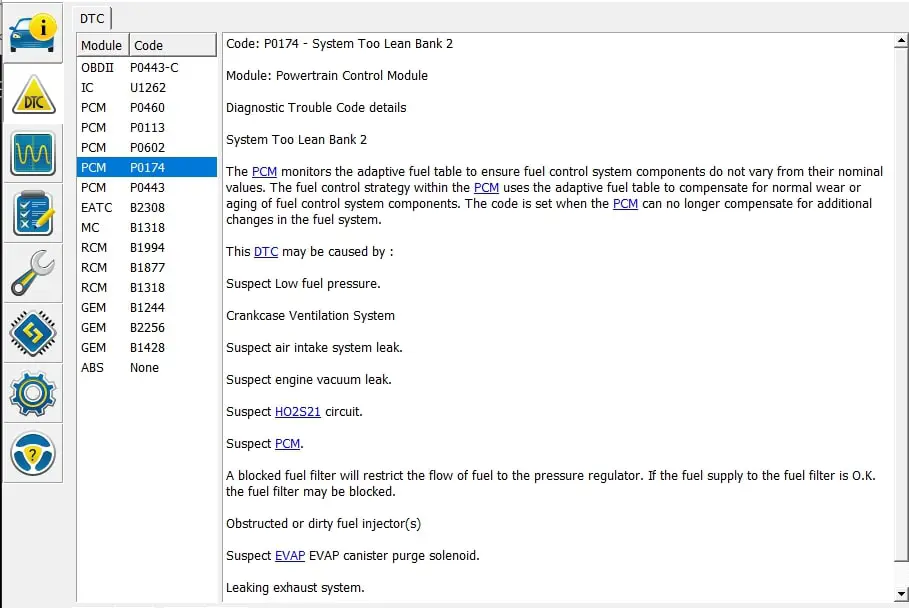 forscan DTC codes reading