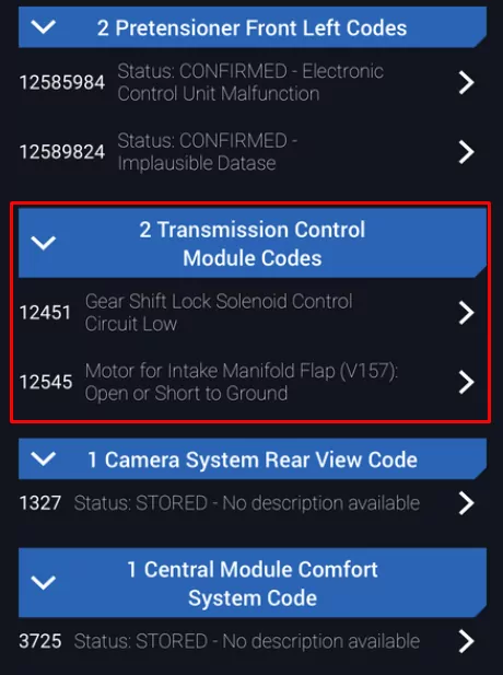 BlueDriver can read transmission codes.