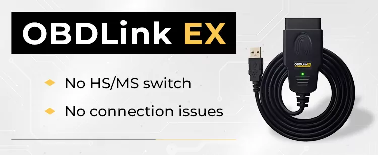 OBDLink EX is the best ELM327 USB adapter for window.