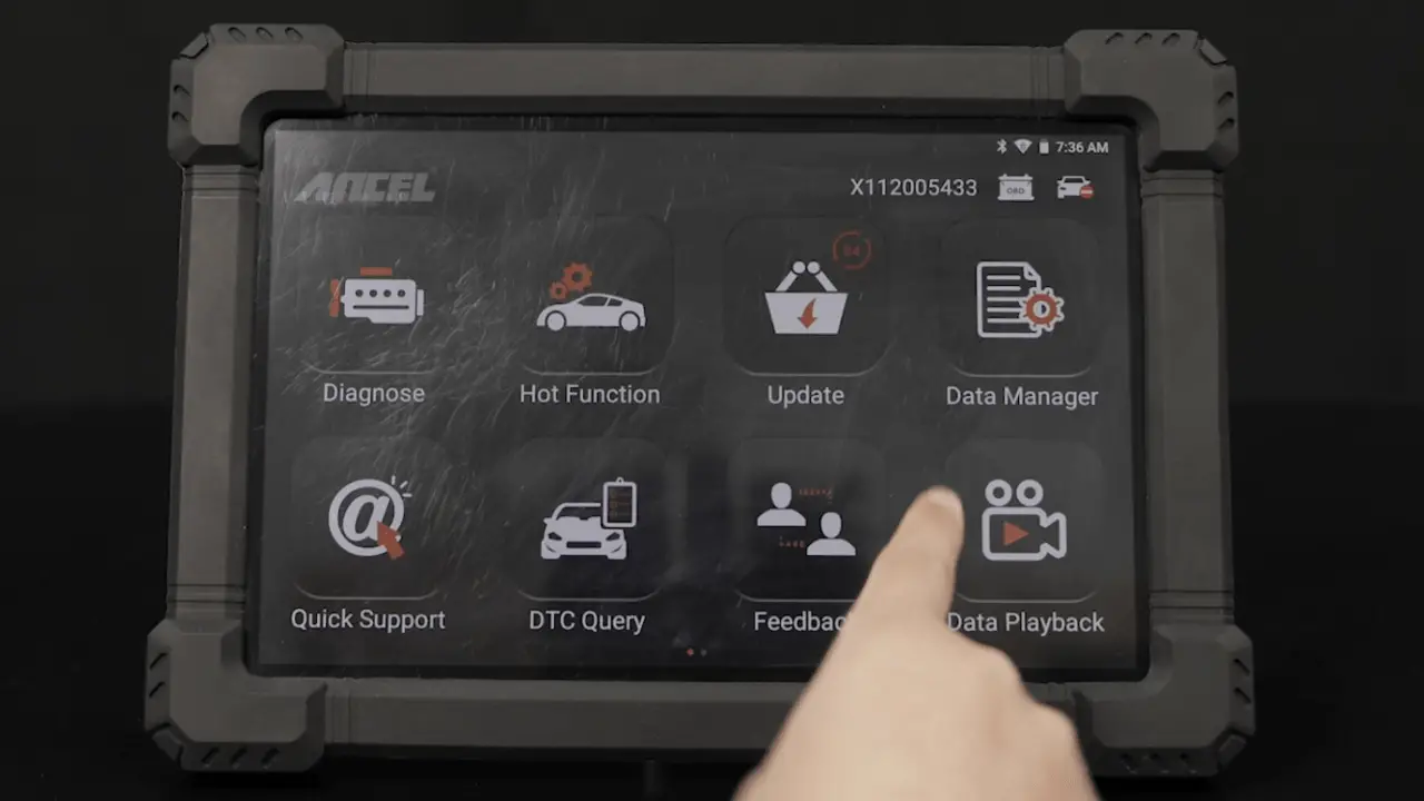 ANCEL X7 has a large screen and user-friendly menu layout.