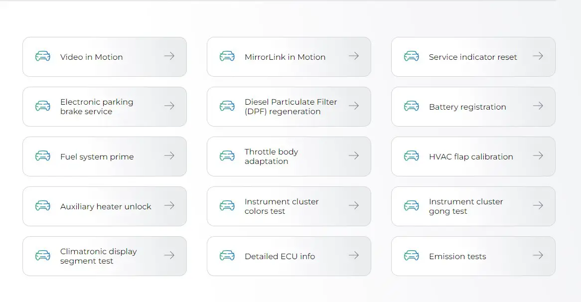 carista service functions